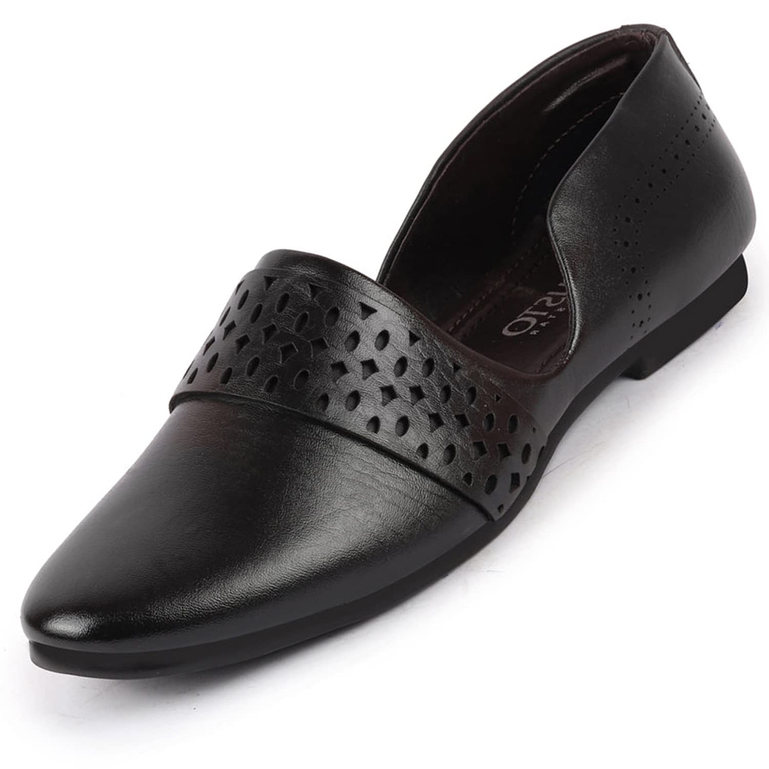 FAUSTO FST FOSME-2040 BLACK-43 Mens Black Laser Cut Side Open Broad Feet Ethnic Party Slip On Shoes (9 UK) (B0BZ536B5J) Amazon Price History, Amazon Price Tracker