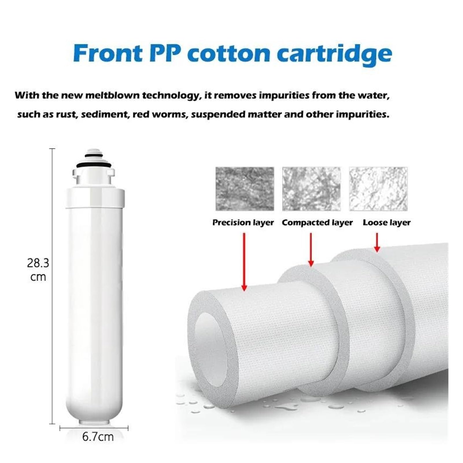 Lot de 2 cartouches purification d'eau en coton PP, charbon actif, membrane d'osmose inverse, accessoires Installation facile(RO reverse osmosis)