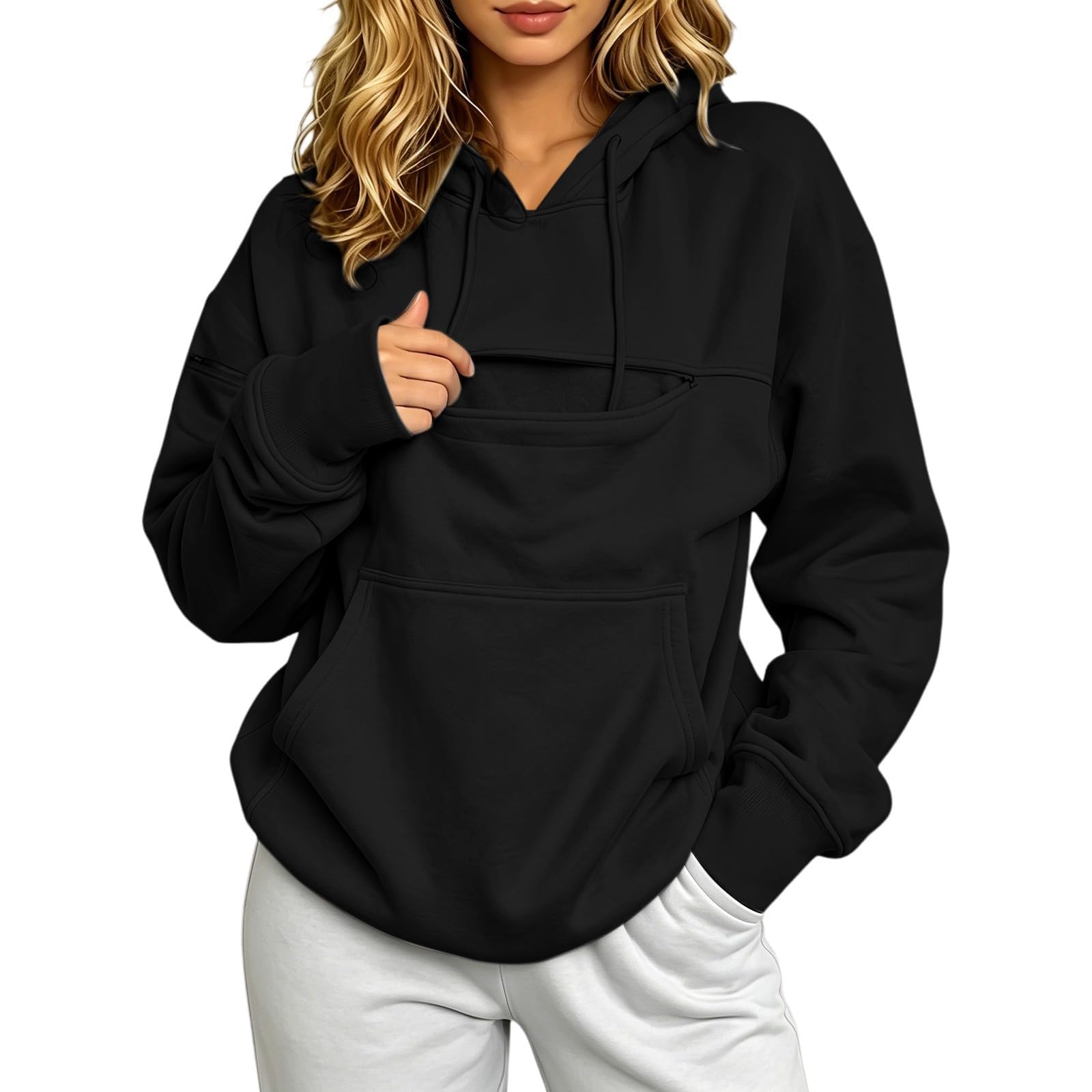 Cat Hoodie with Pouch Zip Front Sweatshirt Kangaroo Pocket Pet Sweatshirt