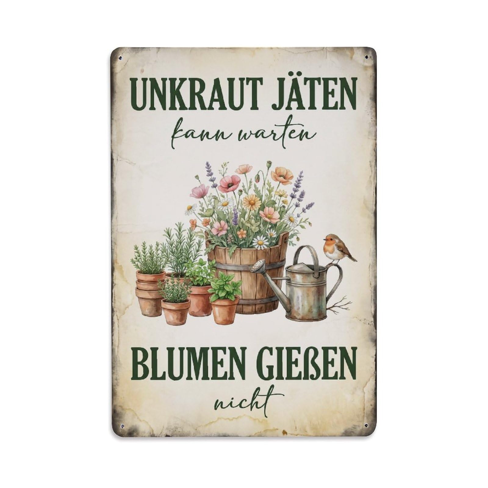 Vintage Funny Garden Weeding Can Wait Rustic Gate Wholesome Metal Tin Sign Plaque Wall Decor for Cafe, Club Bar, Office, Garden Metal Poster 8x12Inch