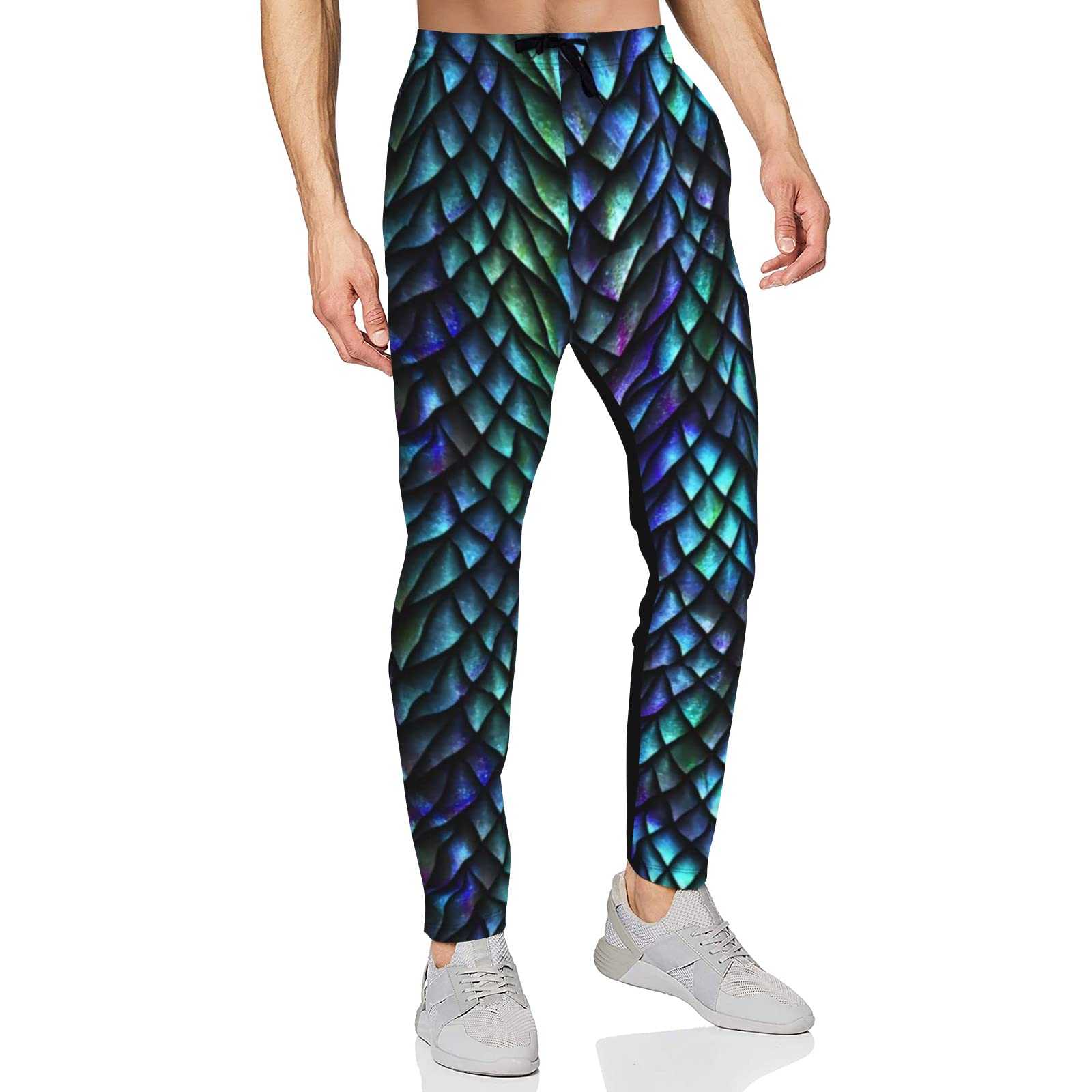 ARESD Men's Jogger Sweatpants，Casual Athletic Jersey Pants with Pockets Funny Sports Trousers for Workout,Training,Jogging, Dragon Scale, Medium