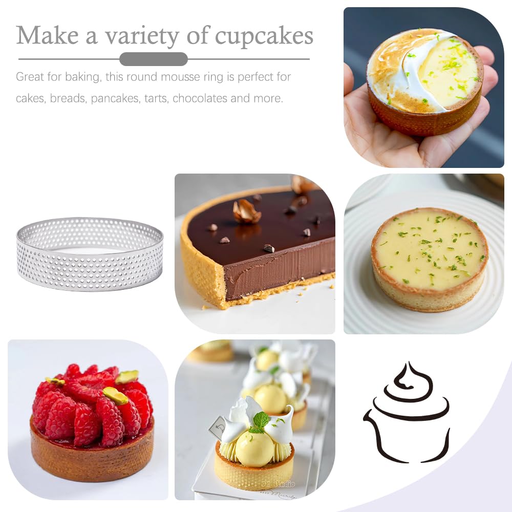 12 stuks 6/8 cm dessert mousse ring met gaten geperforeerde 12 stuks 6/8 cm dessert mousse ring met gaten geperforeerde