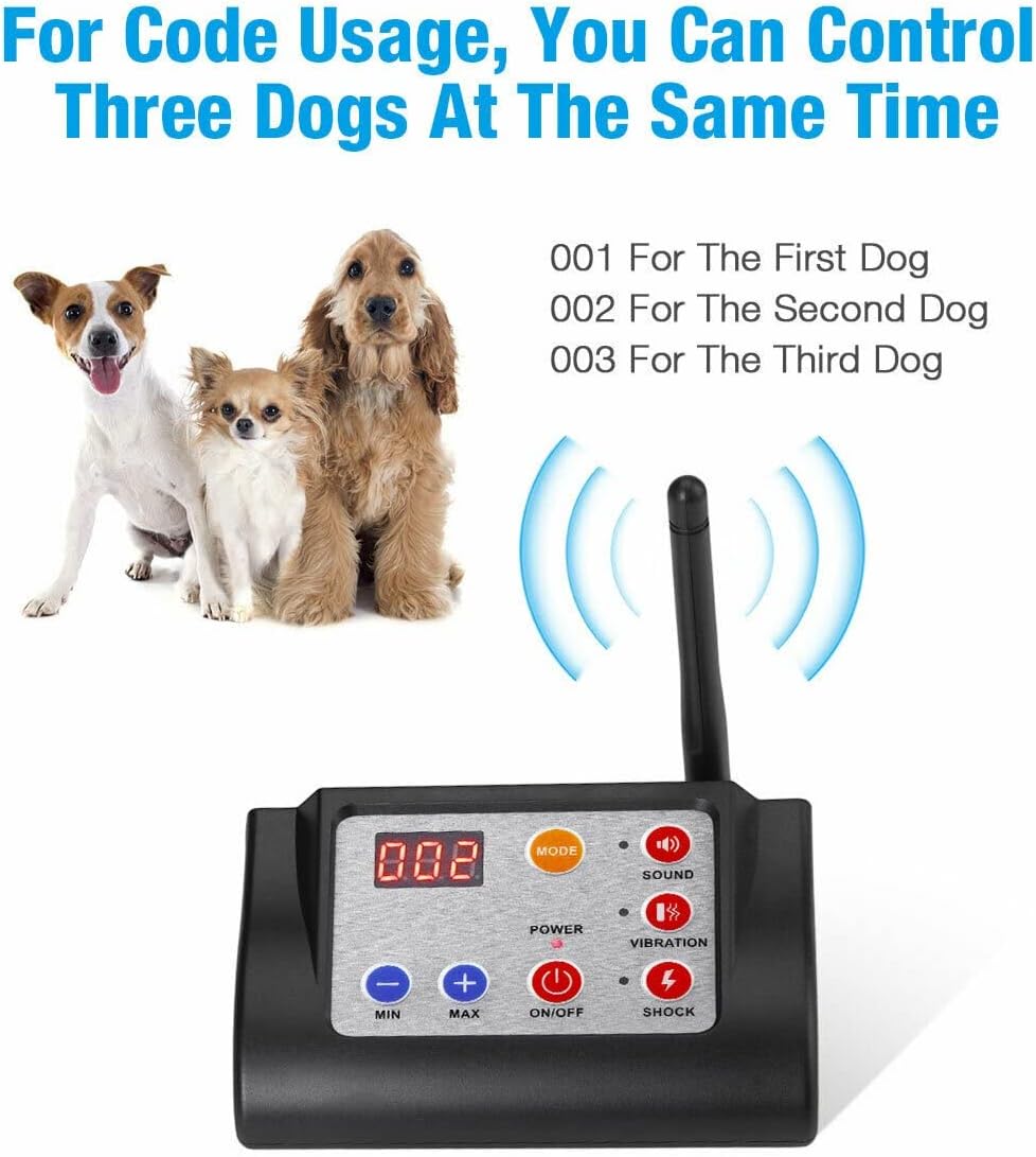 Wireless Dog Fence Electric Pet Containment System,Boundary Containers System for Outdoor Remote Dogs Training,Waterproof Rechargeable Collar with Tone/Static Correction,Adjustable Range,for All Dogs,
