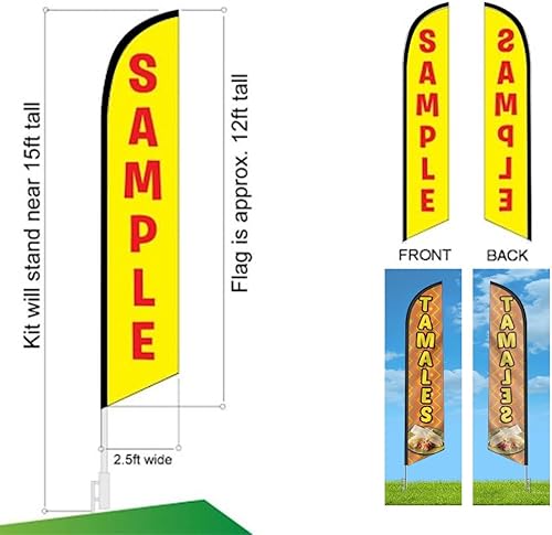 Miniatura 5 de Tamales Publicidad Banner Swooper Bandera Bandera Bandera con Kit de asta de Bandera y Estaca de Tierra