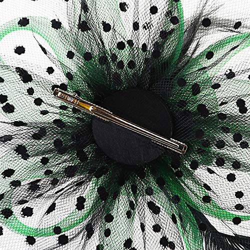 Image of DRESHOW Fascinators Hat Flower Mesh Ribbons Feathers on a Headband and a Clip Tea Party Headwear for Girls and Women