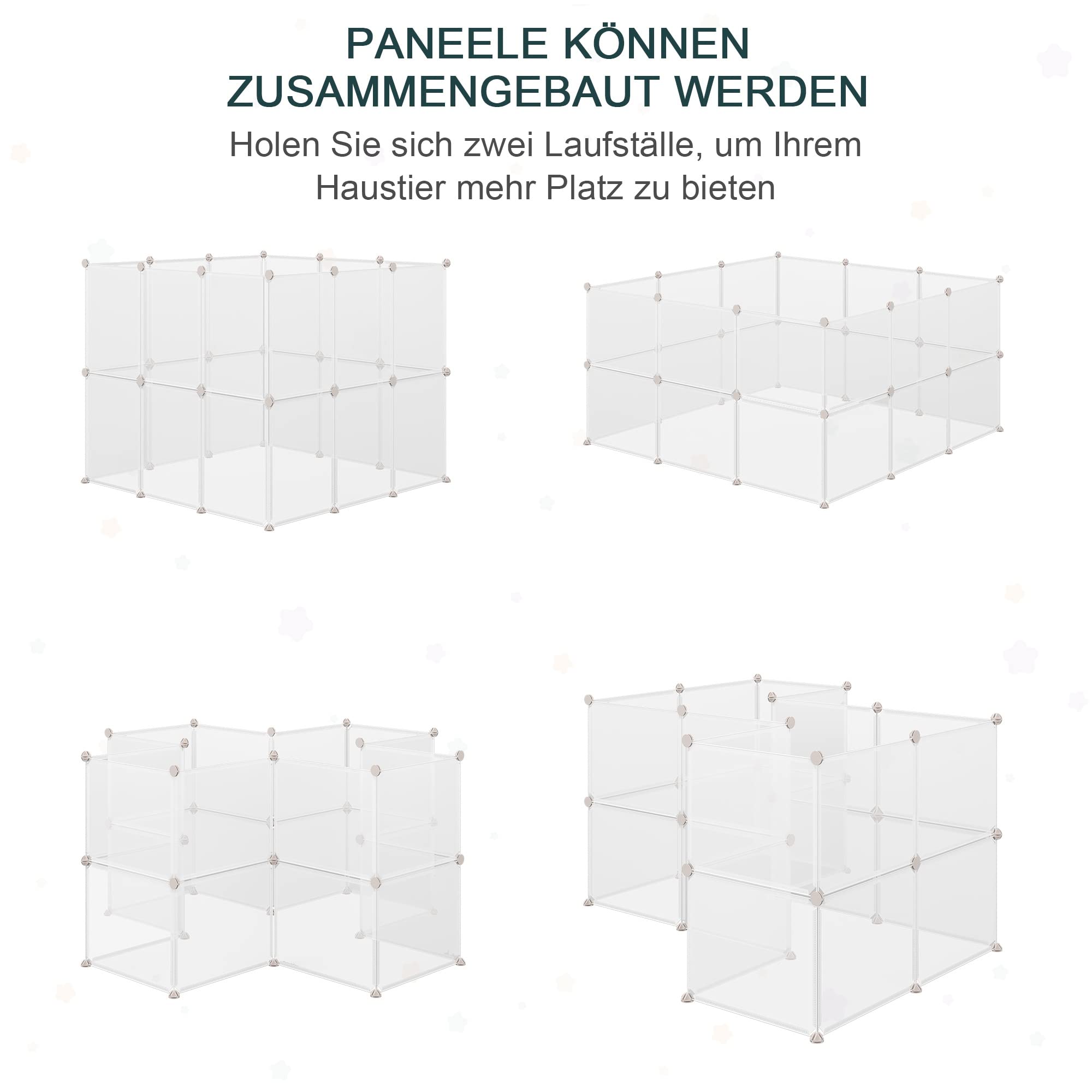 PawHut Box Doe-het-zelf Puppy-box Kleine Huisdieren Loopbox 12 Panelen Wit~d06 101
