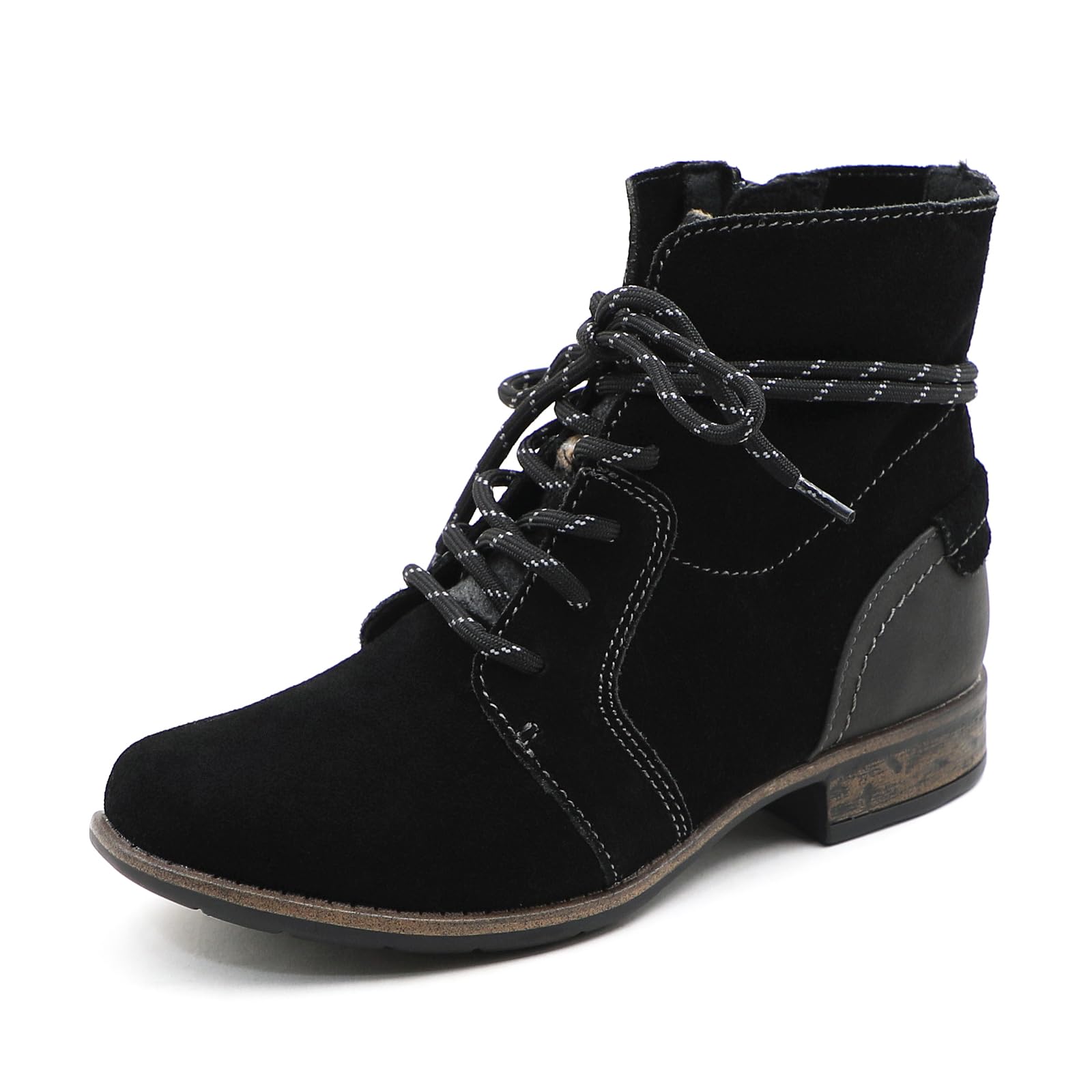 Womens Ankle Boots Lace up Booties with Inside Zipper Walking Hiking Boot Shoes Outdoor