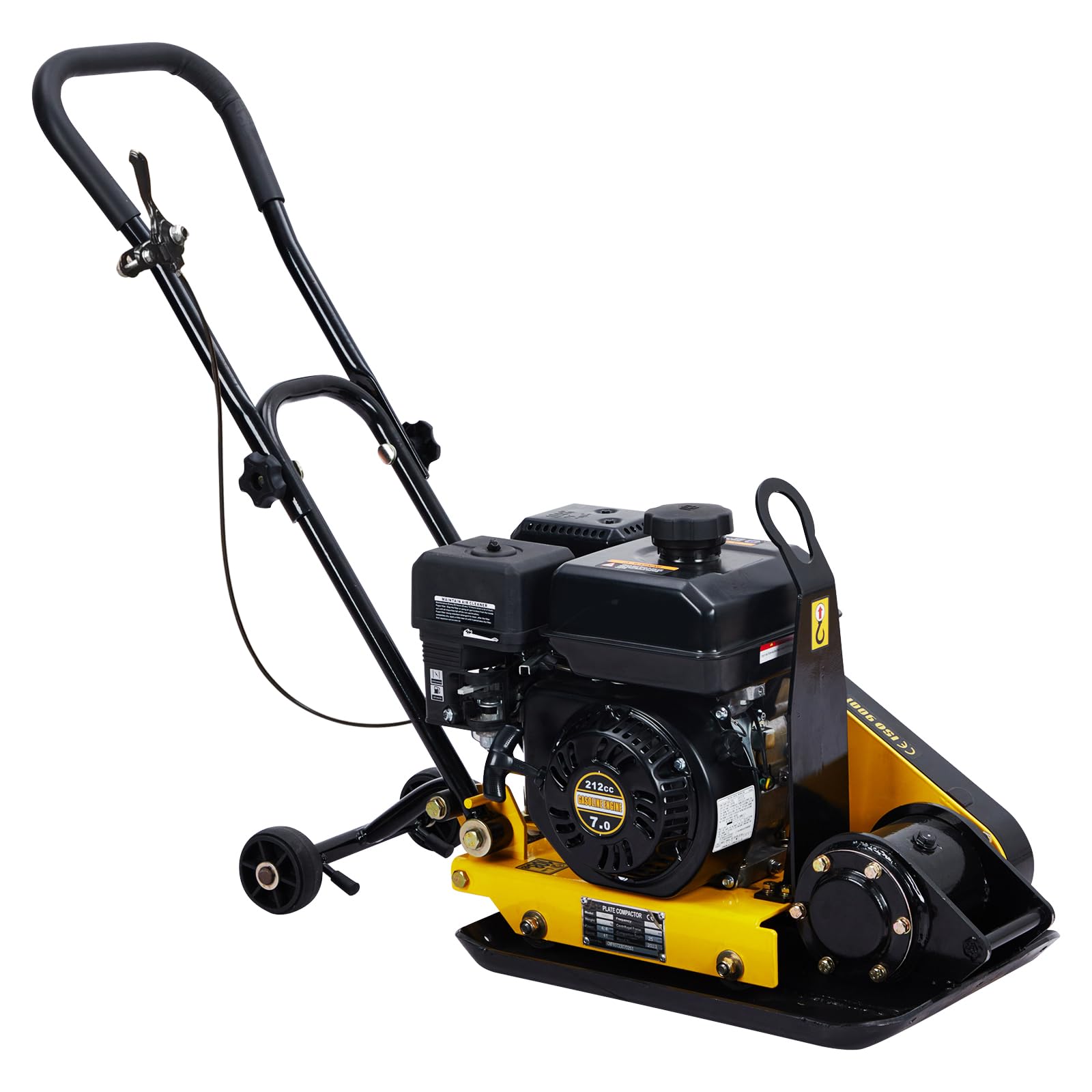 Photo 1 of 7HP Plate Compactor Rammer, 212CC Gas Engine, 4200lbs Compaction Force Rammer Jumping Jack Tamper, 22.1x15.9 Inch Plate, 5600 VPM Pavement Compactor for Walkways, Asphalts, Paver Landscaping