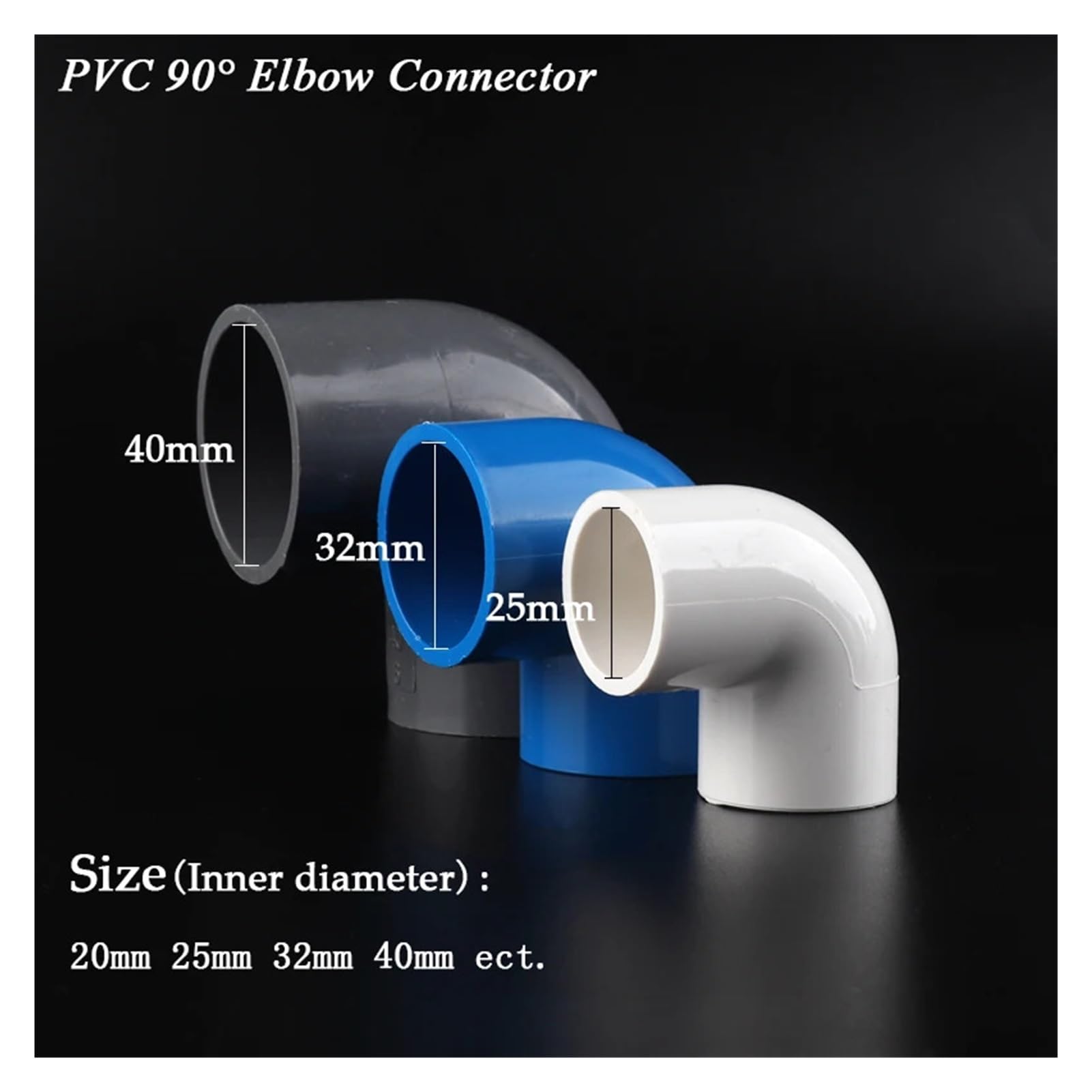 10 Pz 20 25 32 40mm Connettore IN PVC 90 Gradi Tubo di Alimentazione Dell'acqua Gomito Giunto Plastica Raccordi for Tubi Irrigazione del Giardino(Blue,50mm)