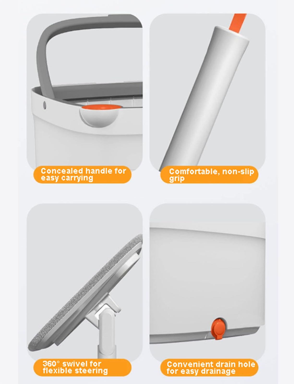 Juego de trapeador Giratorio y Cubo, Separa Agua Limpia y Sucia, rotación con presión Manual, Limpieza Profunda para Pisos, Azulejos y Madera. Incluye 2 Cabezales de trapeador de Microfibra