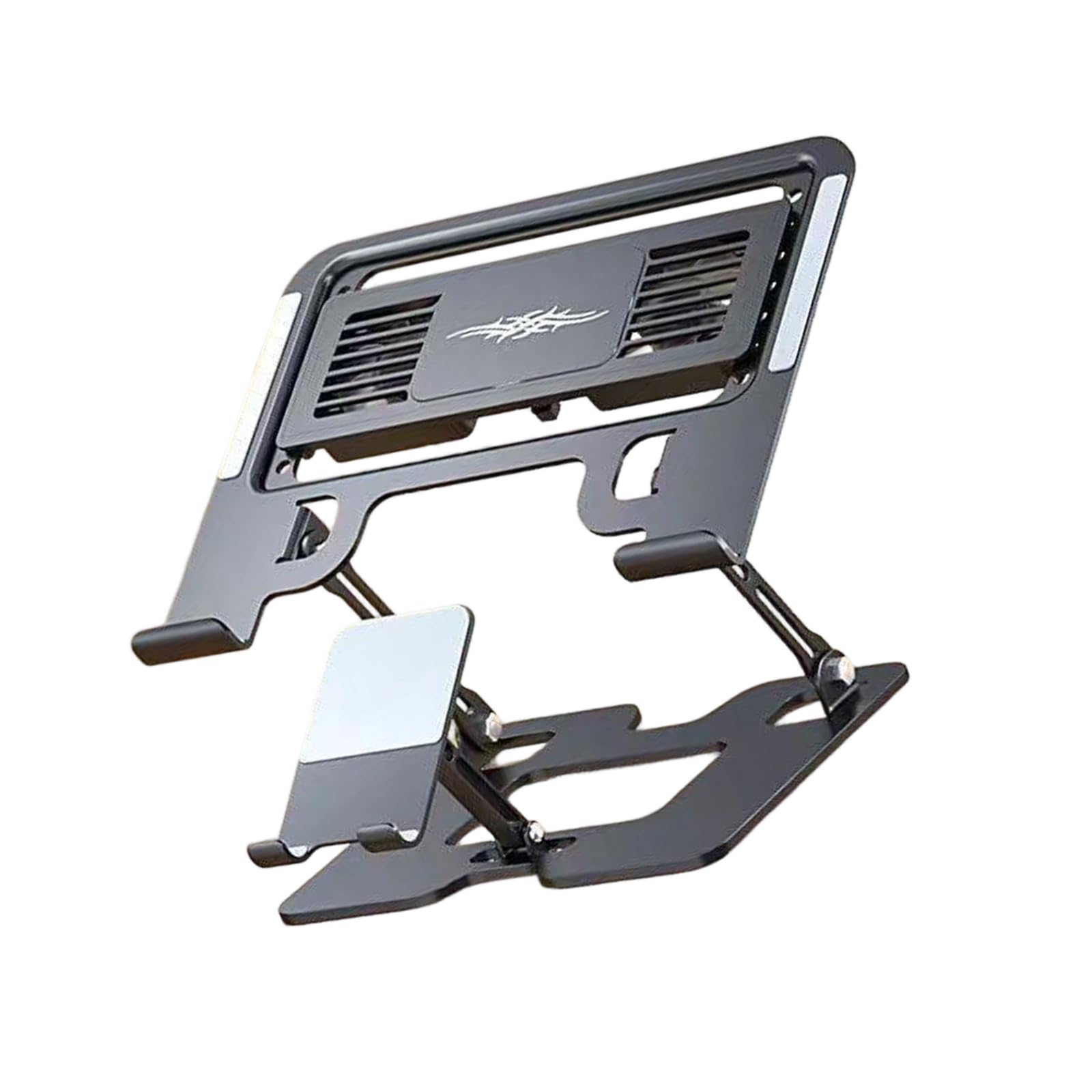 Grip Pad Supporto di raffreddamento per laptop con supporto per telefono, pieghevole regolabile per scrivania di casa Studio Supporto di raffreddamento per laptop regolabile Supporto per