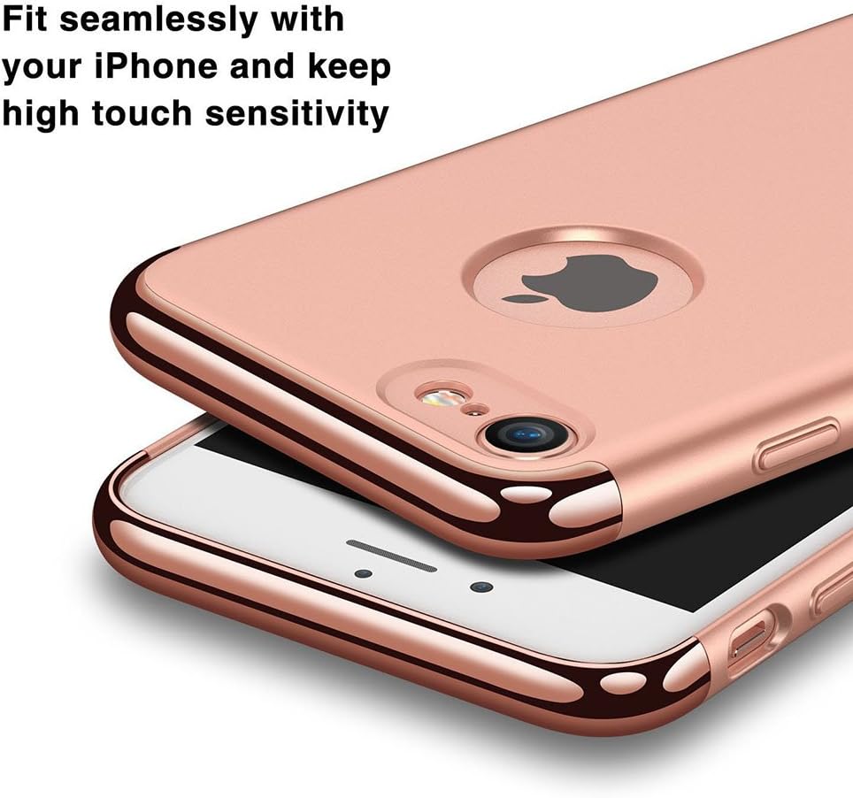 NAISU iPhone 7 Case/iPhone 8 Case, iPhone 7/8 Back Cover, Ultra Slim & Rugged Fit Shock Drop Proof Impact Resist Protective Case, 3 in 1 Hard Case for Apple iPhone 7/8 - Rose Gold