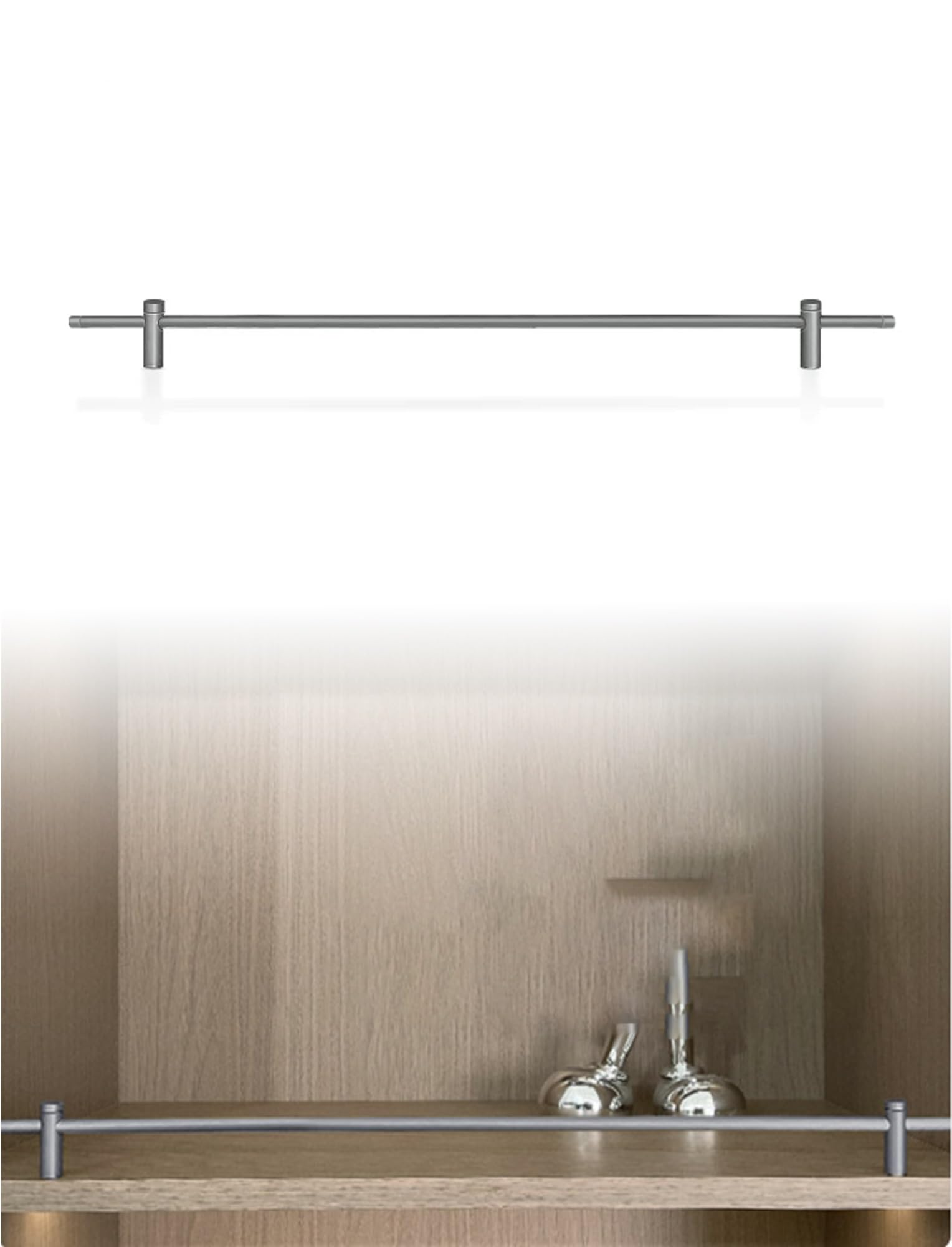 Aluminum Prevent Falling Barrier Rod，Metal Shelf Guard Rail,Long Floating Railing Rod,Anti-Fall(Grey,32in/81cm)