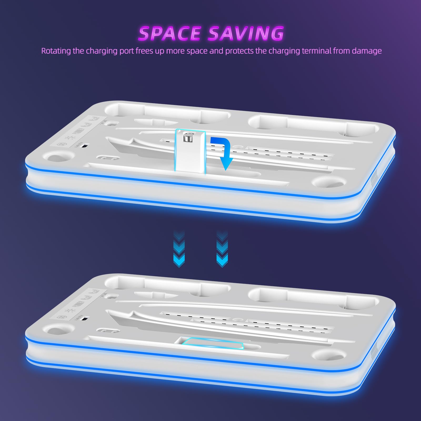 Soporte y estación de refrigeración para PS5/PS5 Slim/PS5 Pro con controlador LED RGB, accesorios de base de carga, cargador para controlador PlayStation 5 y auriculares de consola PS Portal y