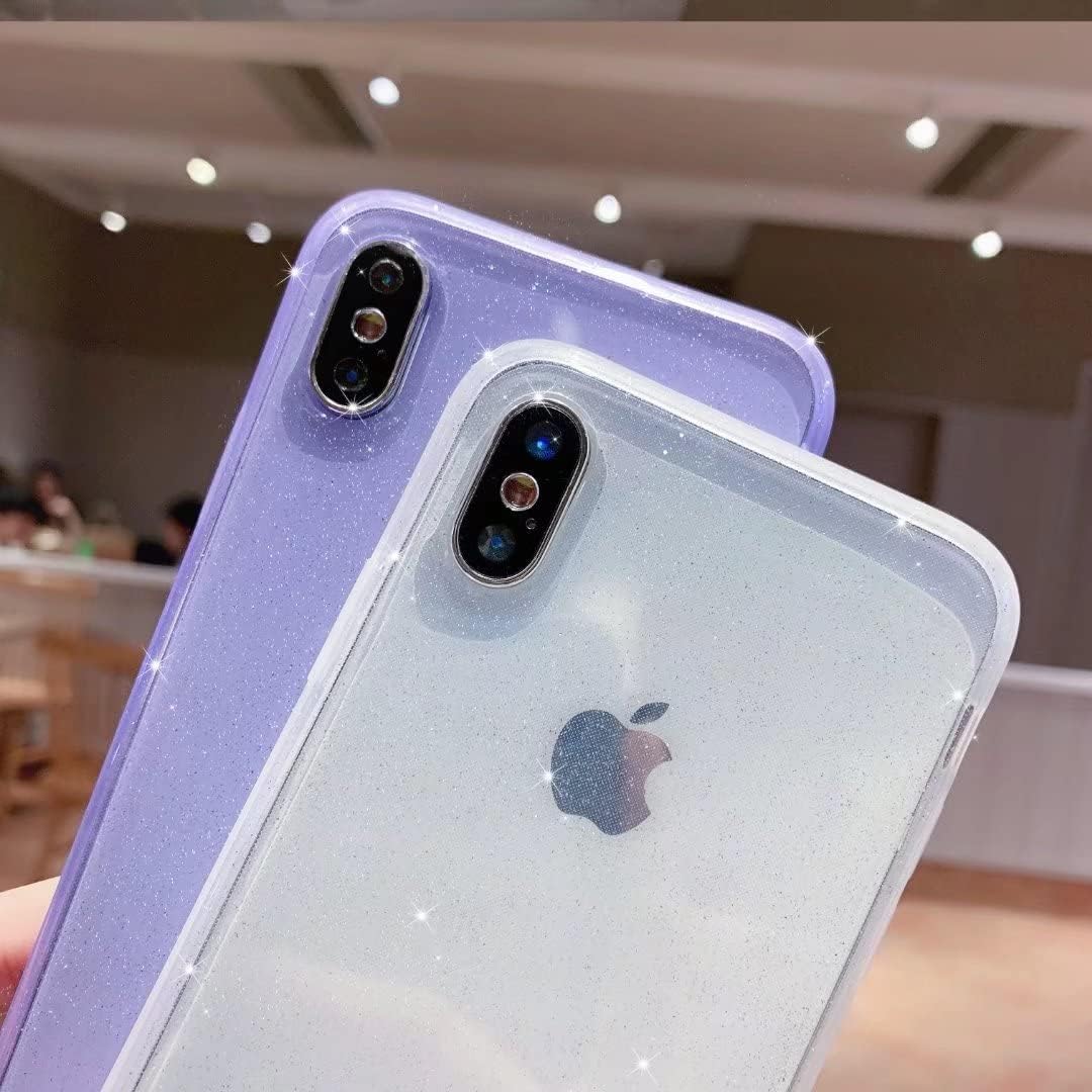 Case for iPhone Xs Max,Anynve Clear Glitter Sparkle Bling Case [ Anti-Shock Matte Edge Bumper Design] Cute Slim Soft Silicone Gel Case Compatible for Apple iPhone Xmax 6.5''-Blue