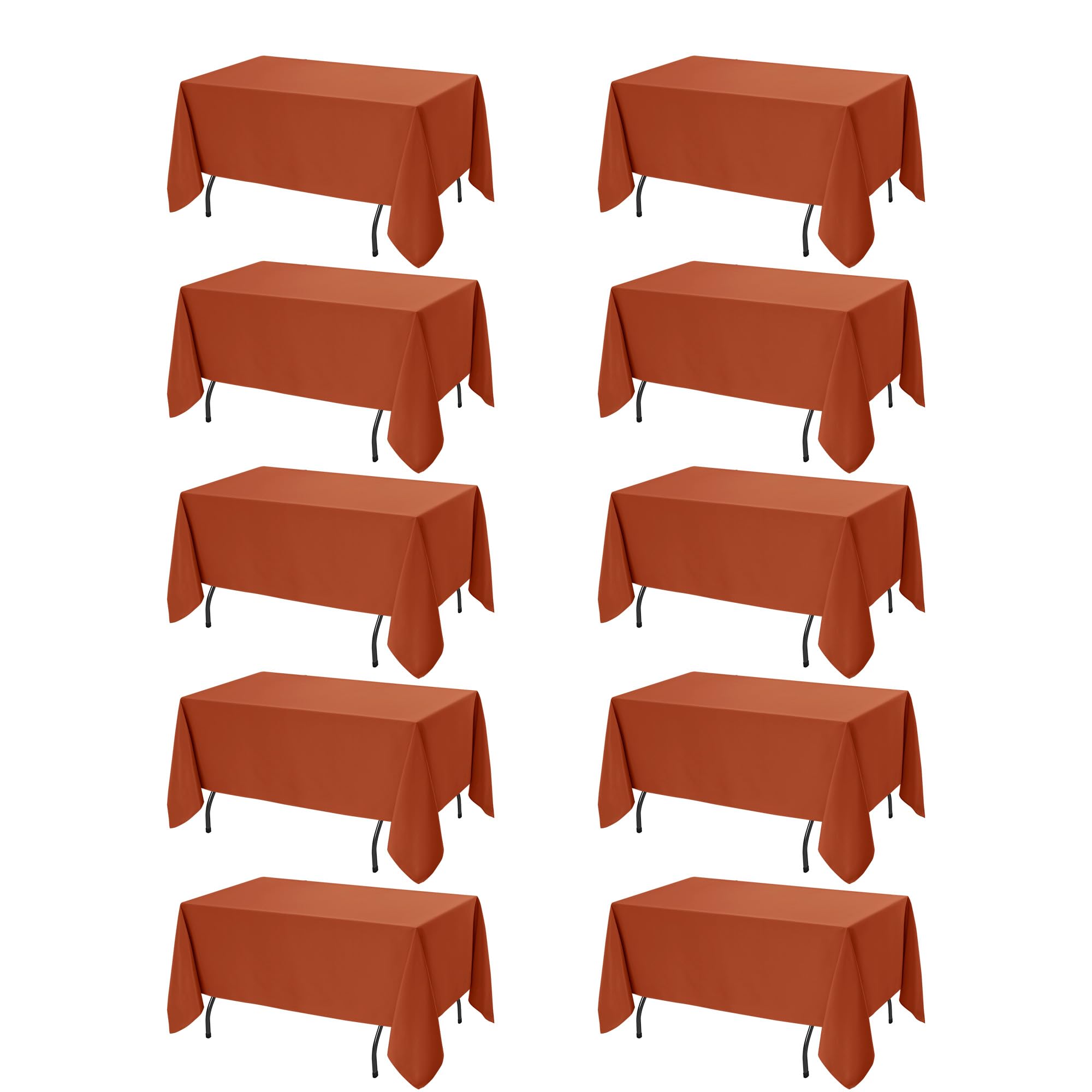 10-Pack Rust Tablecloths for Rectangle Tables, 70 x 120 Inches