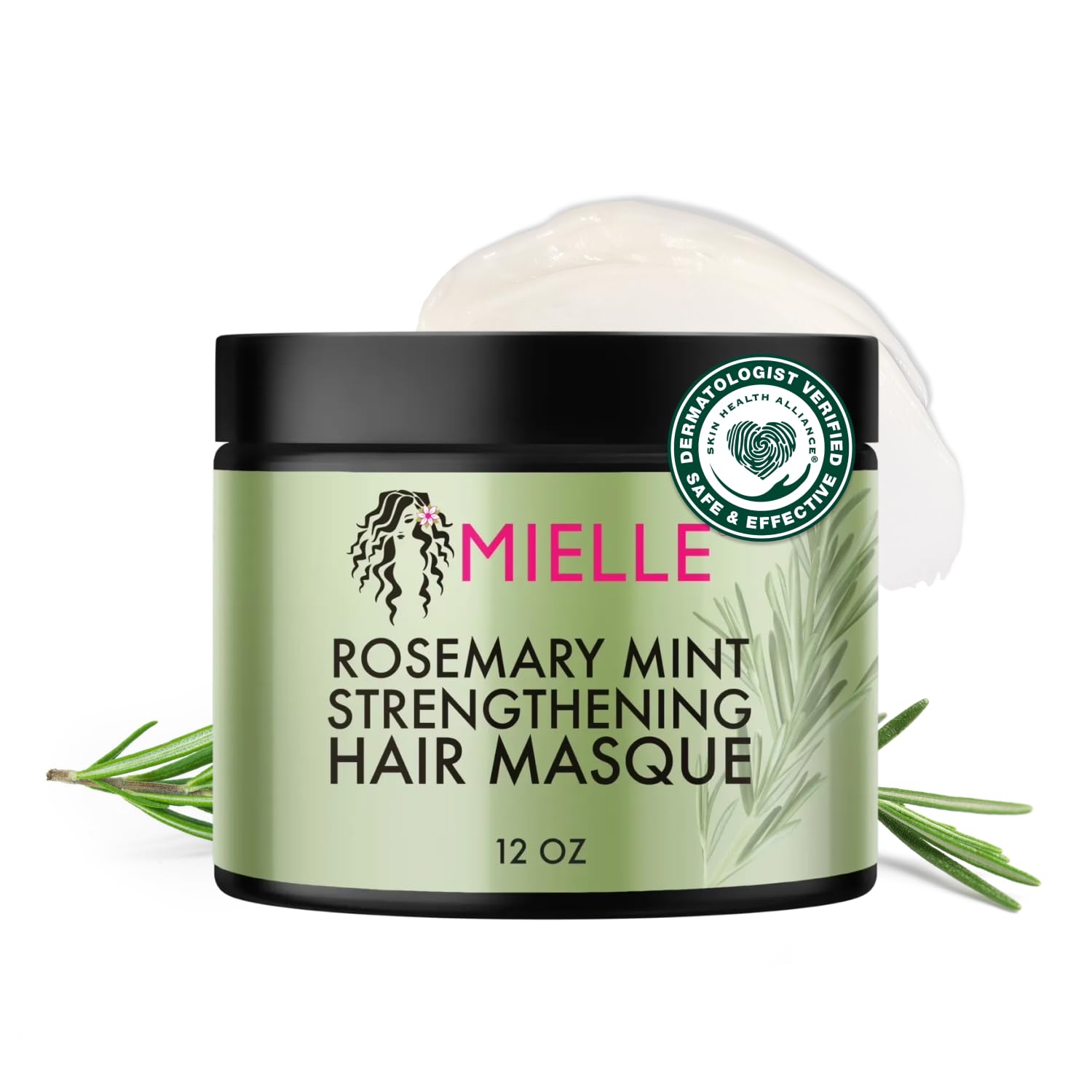 Mielle Organics Rosemary Mint Strengthening Hair Masque, Sulfate and Paraben Free, 12 Ounces