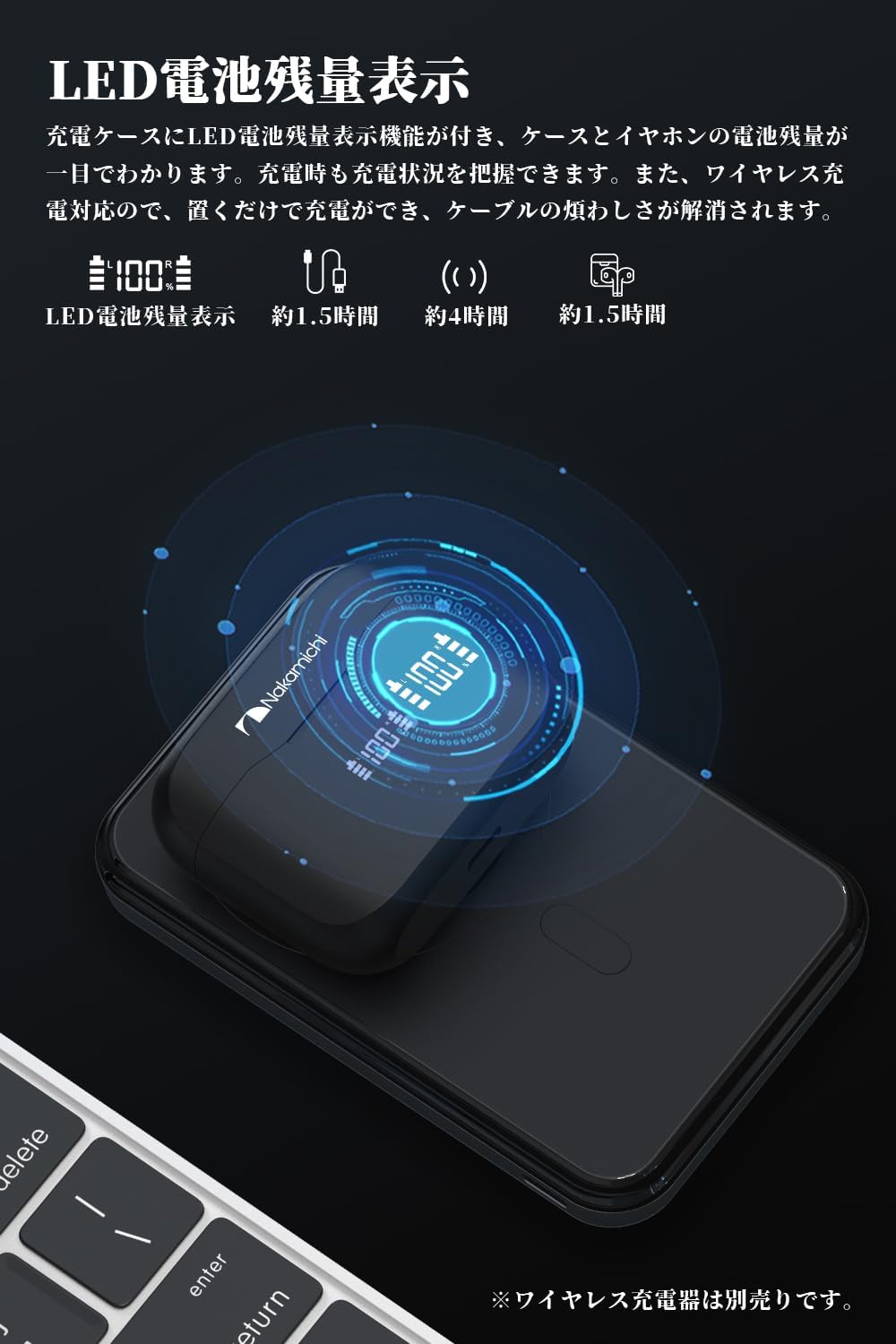 Nakamichi TW018ENC+ Charging Case with LED display and wireless charging