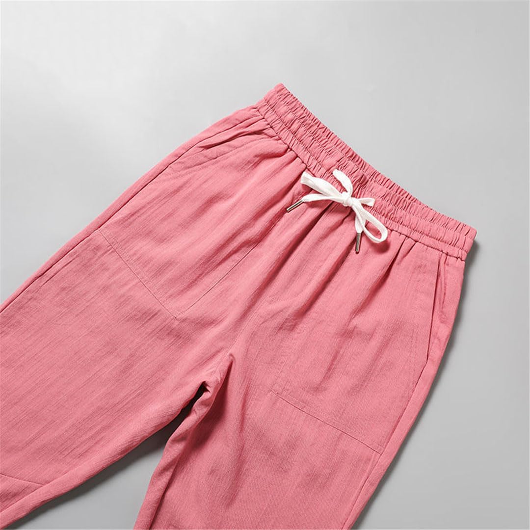 Vogrtcc Pantaloni Casual in Lino da Uomo Pantaloni da Jogging in Vita Elastici Leggeri con Coulisse