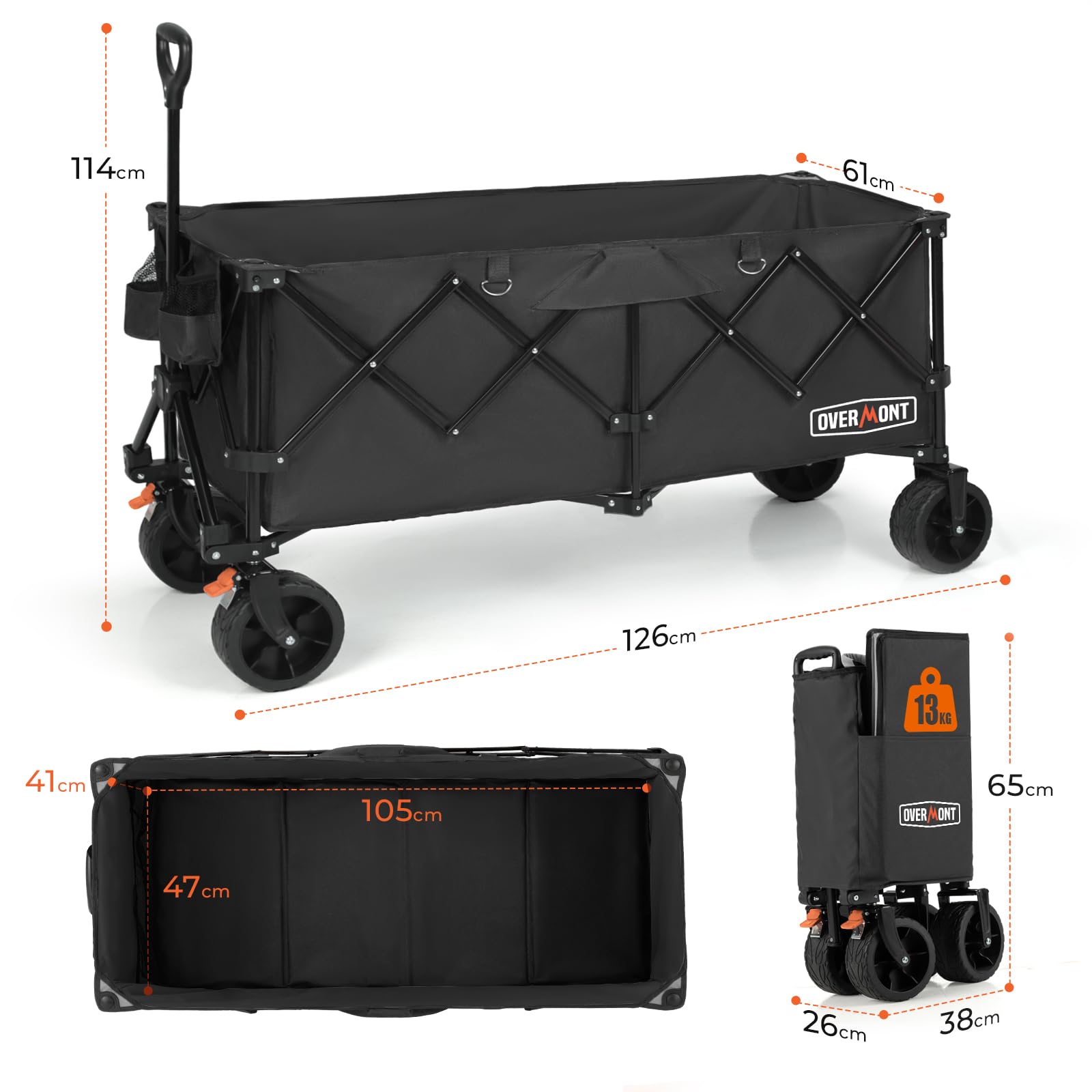 Amazon | Overmont キャリーワゴン 特大容量300L アウトドアワゴン 耐