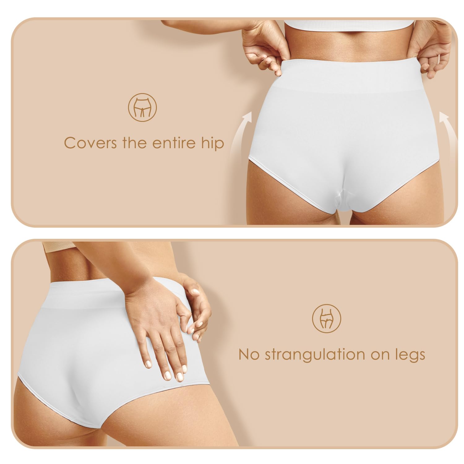 YouShow Women's Knickers High Waist Cotton Underwear for Women Ladies Full Briefs Pant Multiple Colors and Sizes 5 Pack - 2