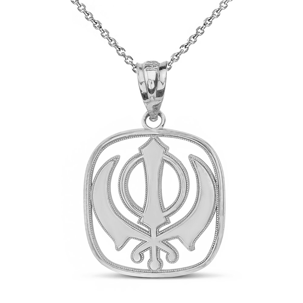 Sterling Silver Sikh Khanda Kirpan Sword Symbol Religious Pendant Necklace