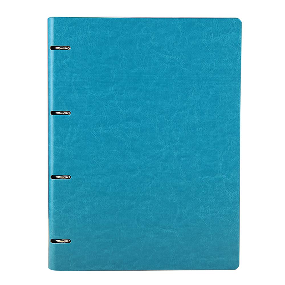 aooryA4 Six Holes Loose Leaf Notebook Round Ring Binder Notepad Hardcover Refillable Journal 100 Sheets/200 Pages Diary Bussiness Blue