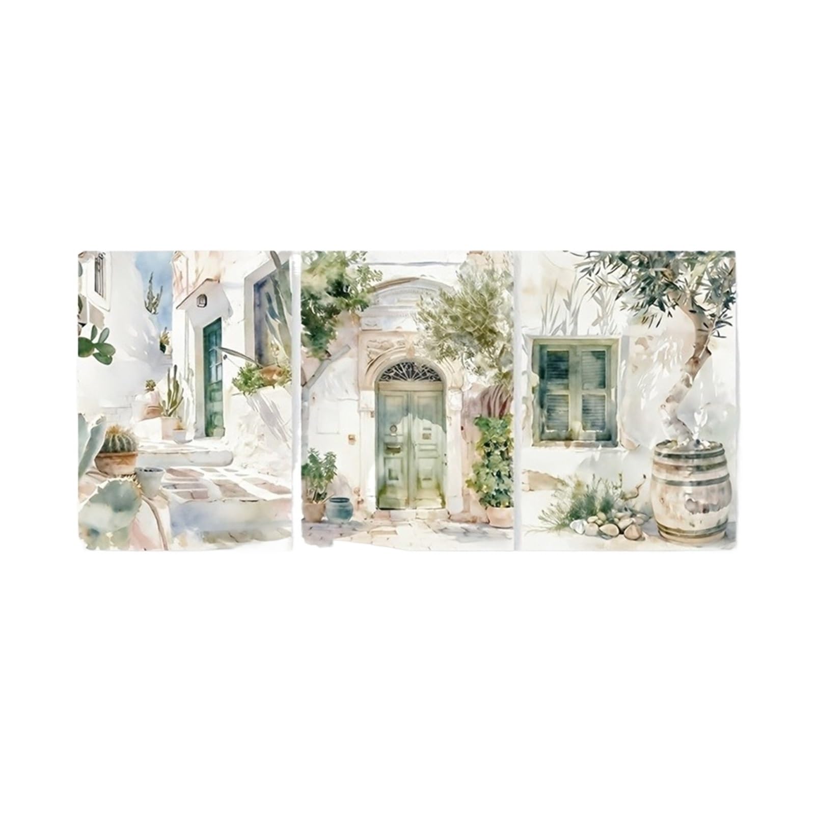 Graiting 3pcs Travel Illustration Wall Art Decoration Watercolor Print Green Plants On Canvas Prints Decor Gift(40x50cm Unframe)