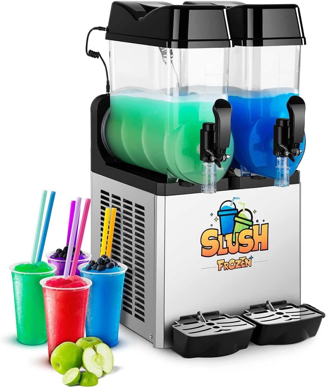 Royal Catering Slush Puppy Machine RCSL 2/12 (2 x 12 L, 600 W, Temperature range -2 to -3 °C, BPA-free)