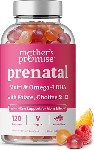Gomitas de vitaminas prenatales con DHA Vitaminas prenatales veganas para mujeres con Omega 3, metilfolato, colina y D3, vitaminas para el embarazo