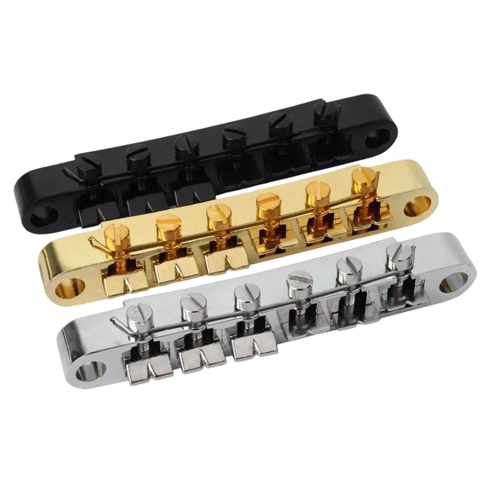 Mostek Gitarowy 1 Zestaw 6 Strun Mostka Do Gitary Elektrycznej I Strunociągu Ze Słupkami Do Części Zamiennych Płyt LP(Golden)