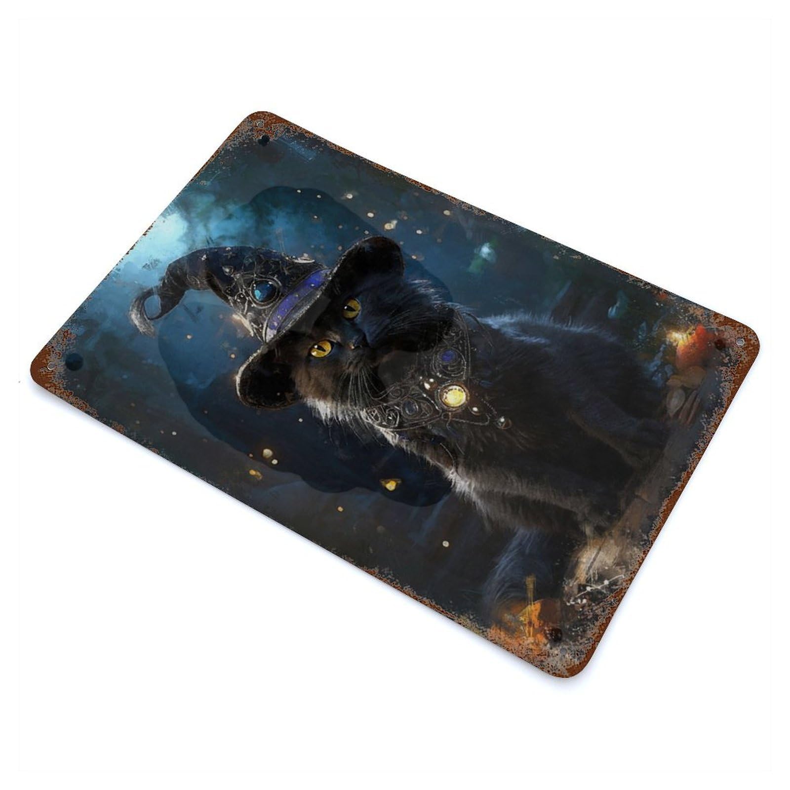 Retro Metal Sign with The Purrfect Spellcaster Design 11.8"x7.9", for Farmhouse, Kitchen And Entryway Decor, Shabby Chic Decor