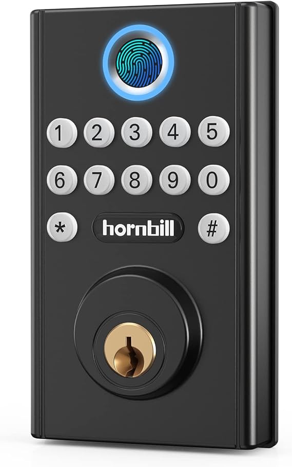 Hornbill Smart Keyless Entry Door Lock, Electronic Fingerprint Deadbolt