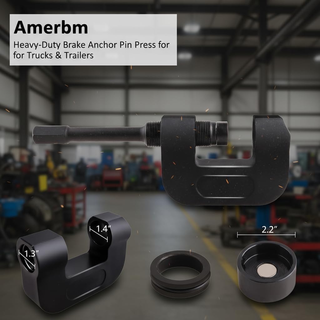 Professional Brake Anchor Pin & Bushing Removal Tool – 10-Ton Heavy-Duty Design, Brake Anchor Pin Press Compatible with Class 6-8 Commercial Vehicles