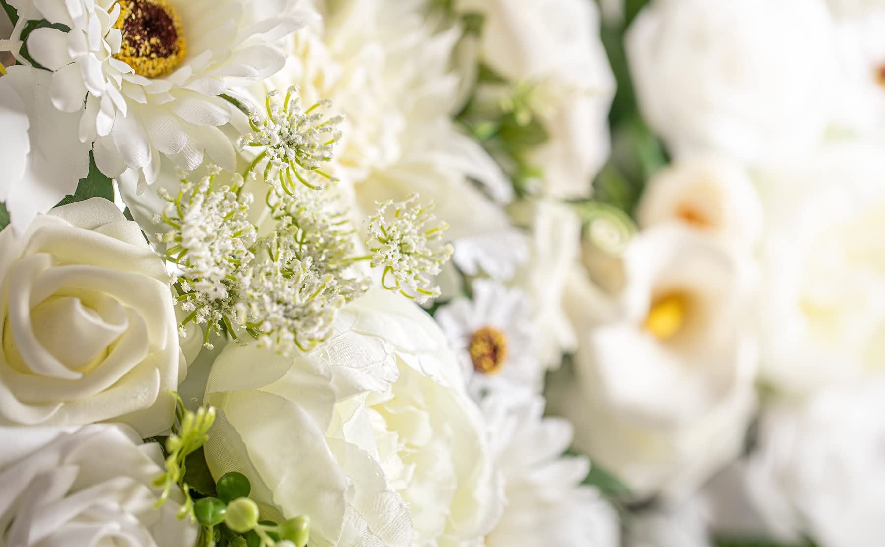 Lisuun Fiori artificiali per la decorazione, 2 festoni di fiori e 1 runner da tavola in chiffon semitrasparente, per cerimonie nuziali sacre e pure, decorazioni floreali - Confezione da 3