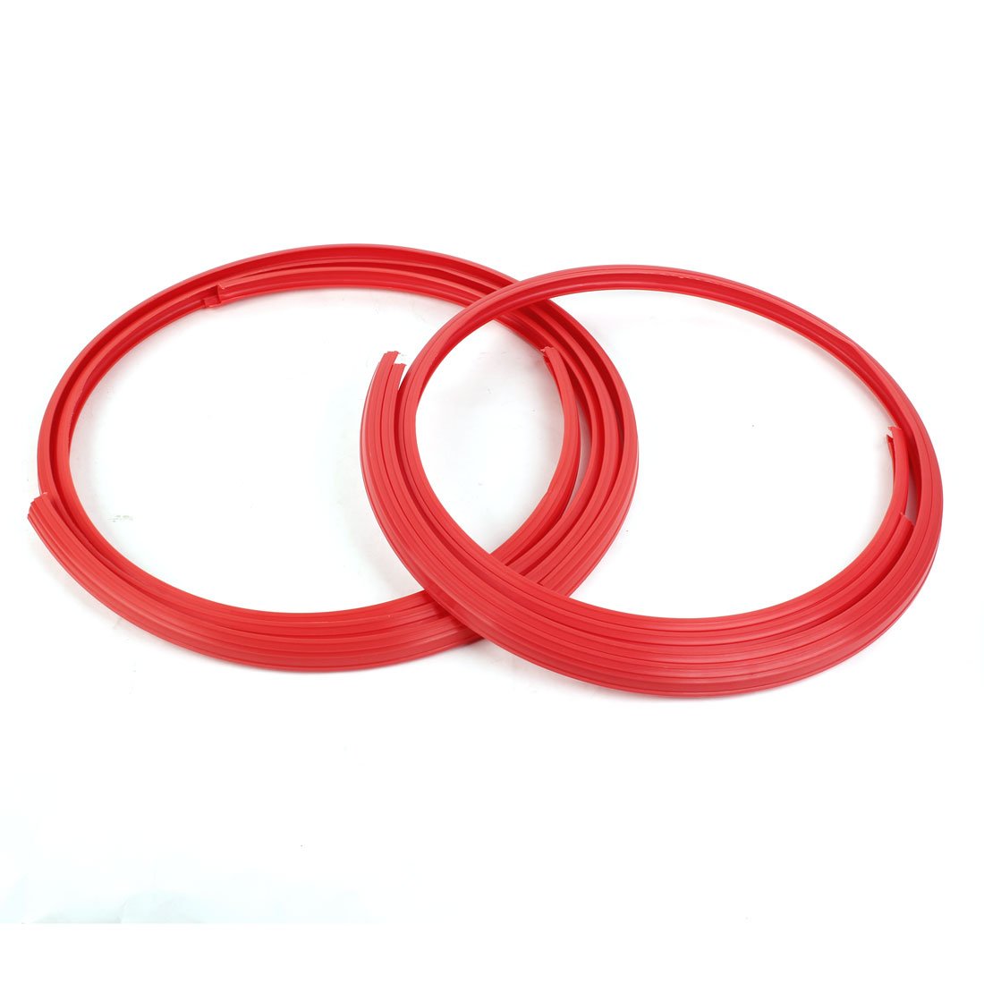 Ruilogod Coche motor rojo plástico rueda llanta llanta borde de borde de borde de borde de borde 4 piezas