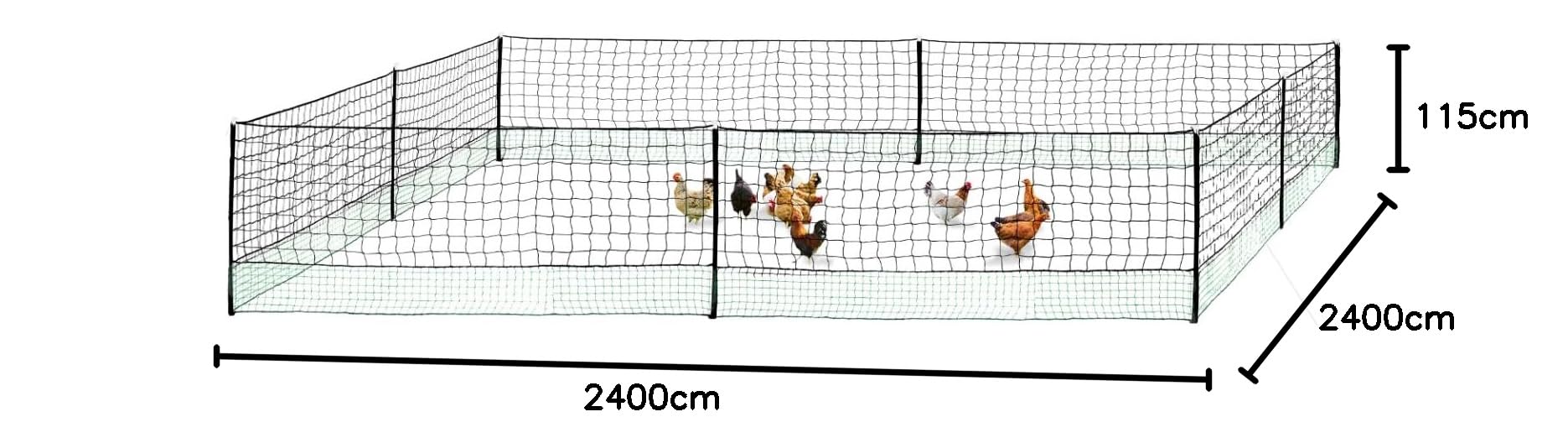 IDMarket - Kit clôture Filet à Poules 24 M avec Porte 9 piquets Double Pointe