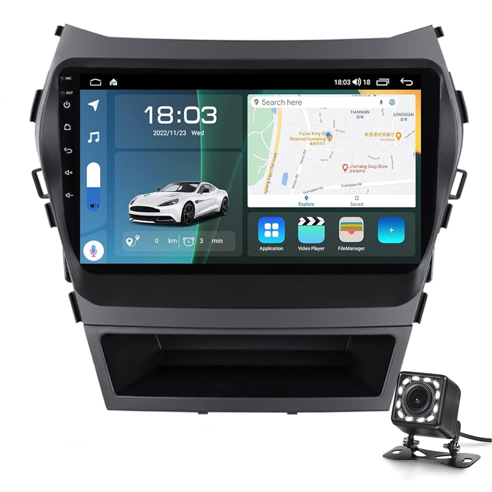 Pantalla Android 14 de 9" para Santa Fe 3 con navegación GPS integrada