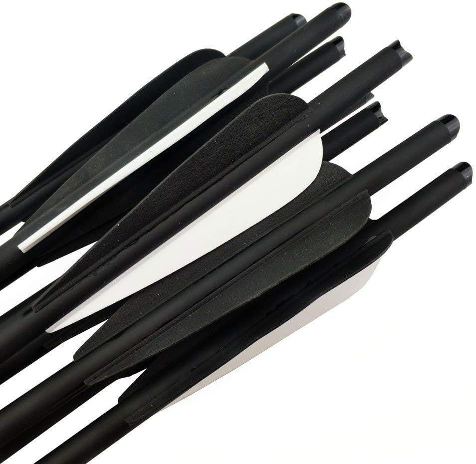 AMEYXGS 16/17/18/20/22 Inch Crossbow Carbon Arrow Crossbow Bolts Arrows Competition Hunting with Replaceable Screw-in Arrow and Parablic Shape Feather 12 Pack