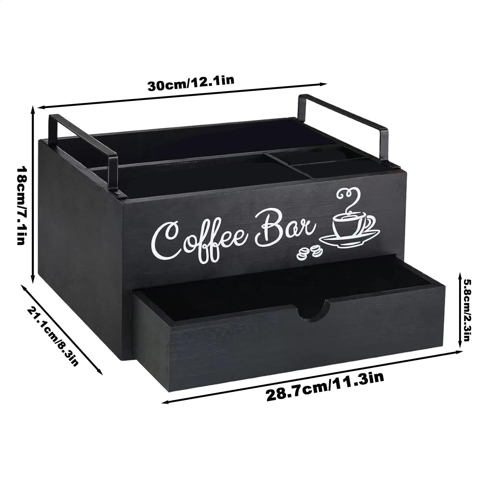 Organizer per stazioni di caffè, organizer per scatole da tè, organizer | per piano di lavoro della cucina, per tè e caffè, organizer per bar e caffè, caffetteria, in legno, per la casa