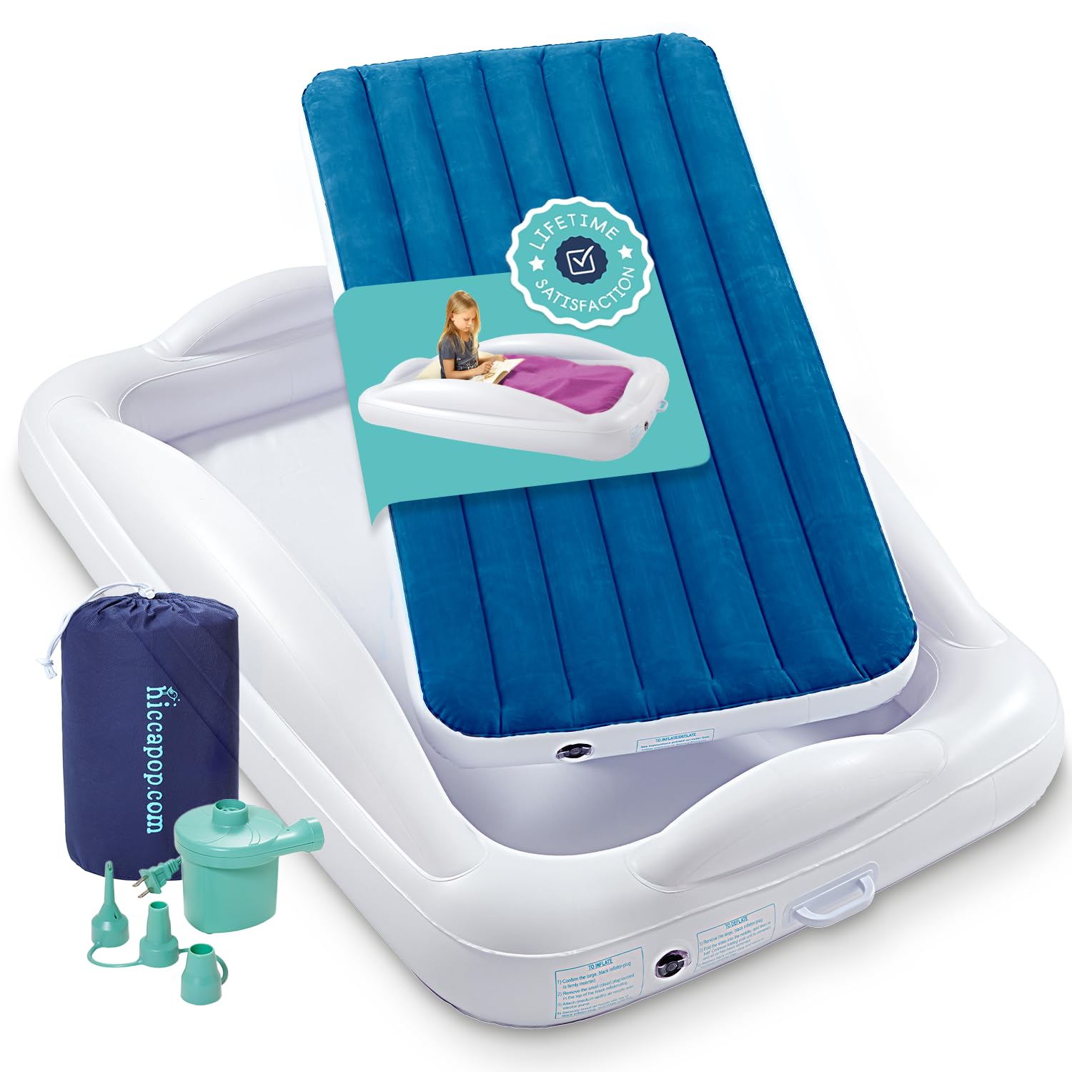 Amazon.com : Hiccapop Inflatable Toddler Travel Bed with Safety