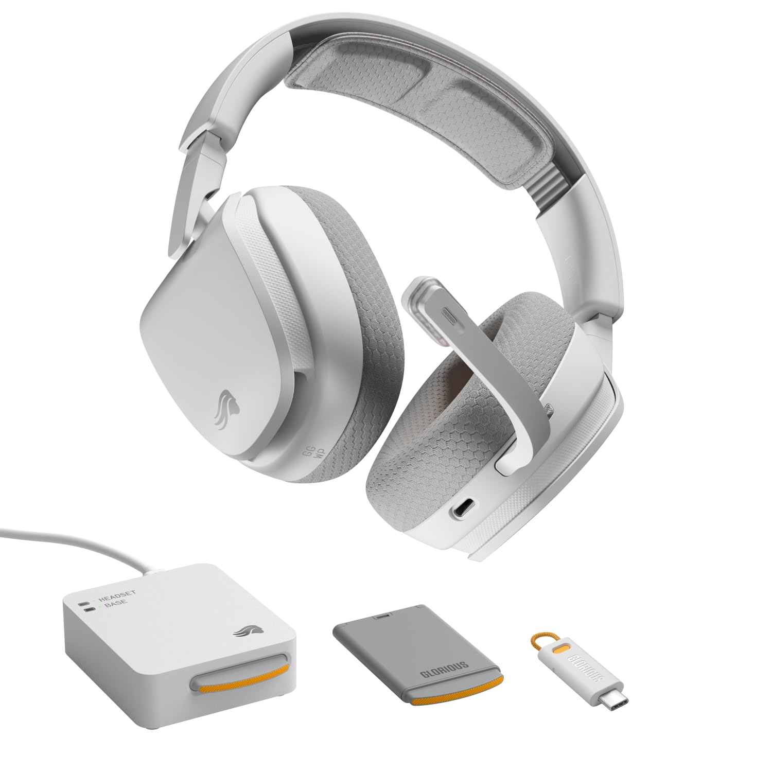 Glorious GHS Wireless InfinitePlay - Cuffie Gaming - PC, PS5, PS4 - Bianco | Batterie 85H Intercambiabili, Resta ON al Cambio, 2.4GHz e Bluetooth, Driver Custom, Microfono Rimovibile Antirumore