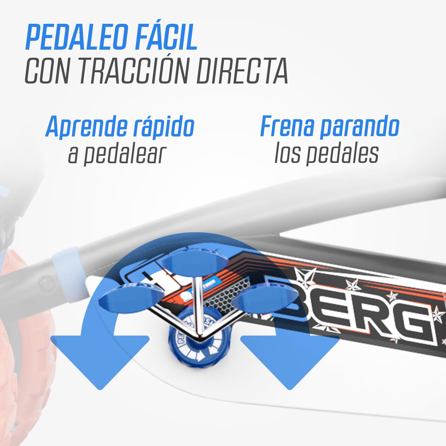 BERG Correpasillos Buzzy Nitro 2-in-1 Azul/Naranja | 2-5 años, cuadro resistente, asiento regulable, volante regulable