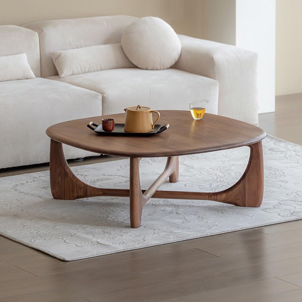 Stolik nocny Drewniany stolik kawowy z połowy wieku, organiczny design w kształcie krzywej, centrum salonu Stolik nocny(Mały)