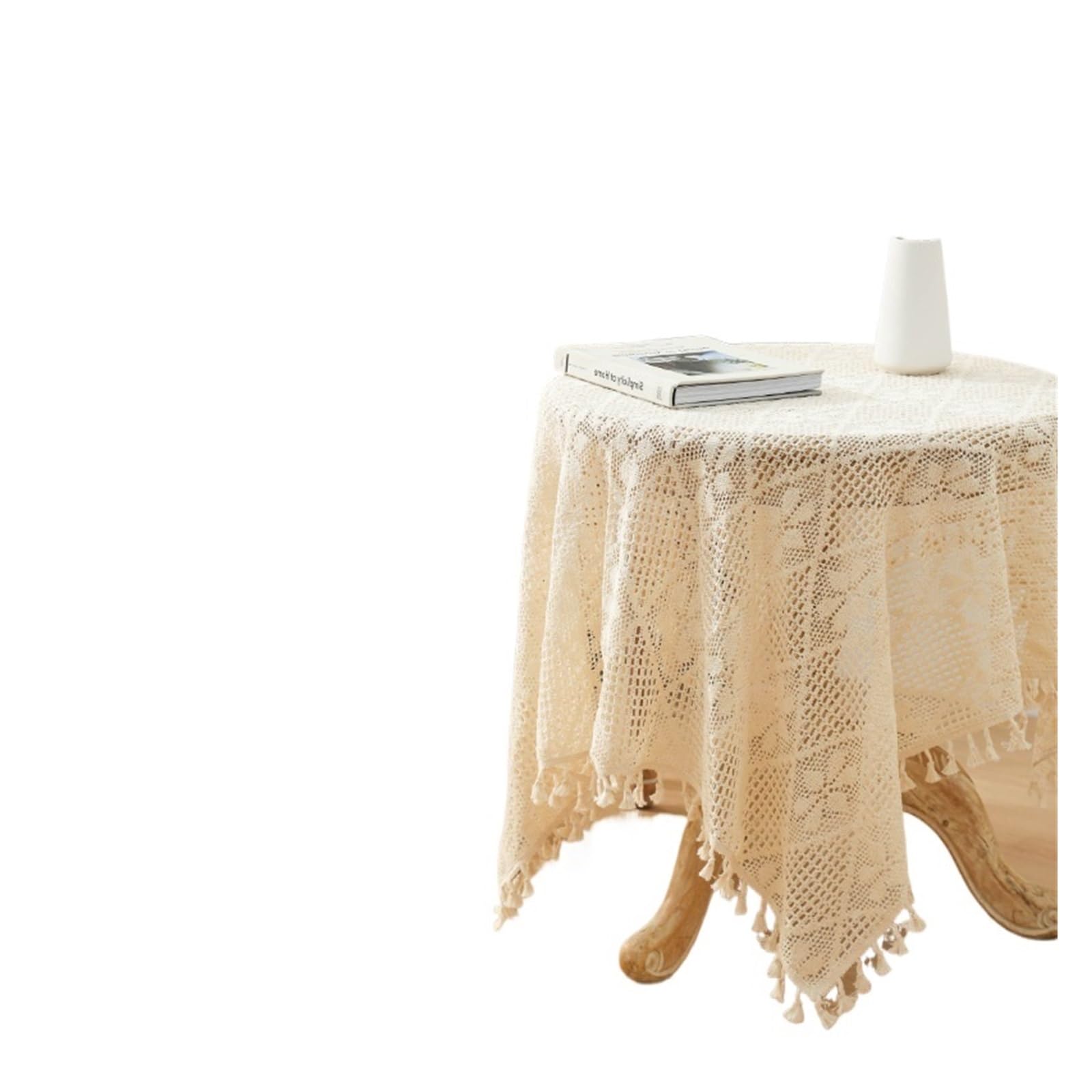 VIOLDHHJK Lace Tablecloth Vintage Handmade Crochet Tablecloth Macrame Lace Table Cloth Covers Rectangle For Kitchen Dinning Tabletop Party(Color 5,1Pc 100x140cm)