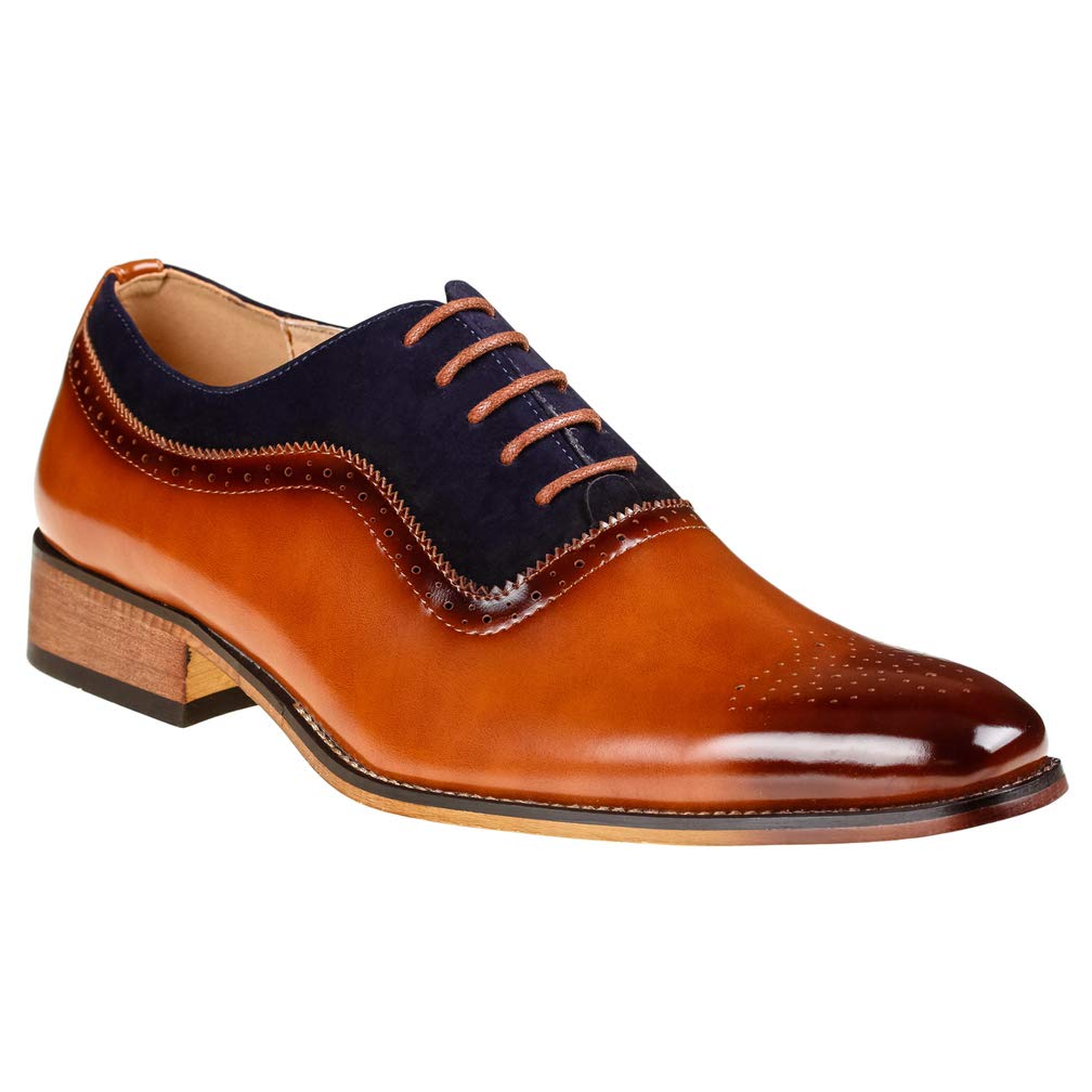 Braveman Gino Vitale Mens Lace Up Medallion Toe Dress Shoes