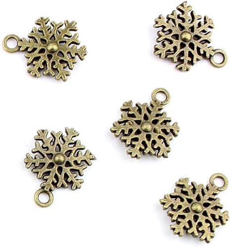 Abalorios de bronce antiguo para hacer joyas, FL3509, copo de nieve, suministros de reparación