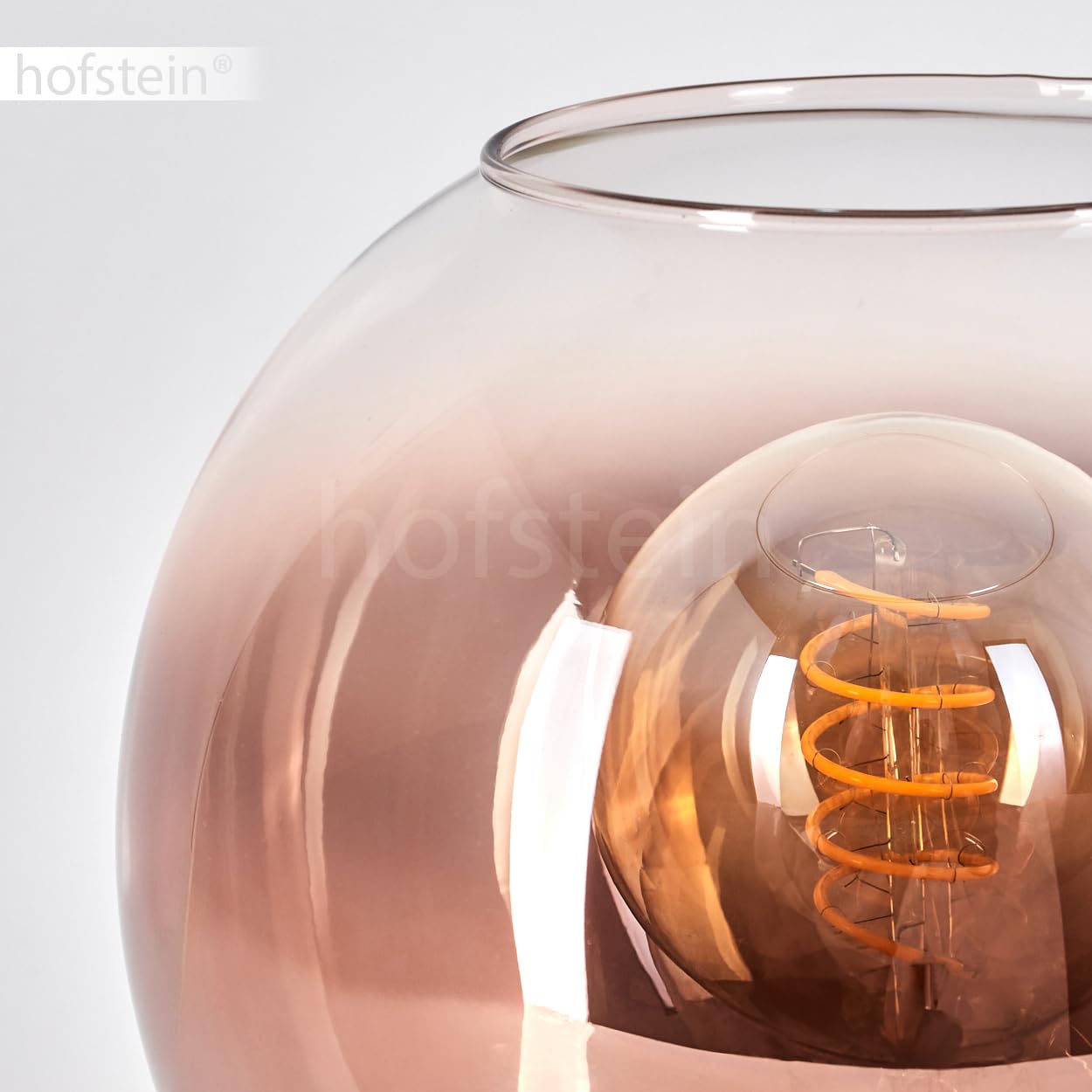Tischleuchte Apedo, Tischlampe aus Metall/Glas in Schwarz/Kupferfarben/Klar, Leuchte im modernen Retro/Vintage-Design mit Schirm aus Glas (Ø 20cm) u. An/-Auschalter am Kabel, 1x E27, ohne Leuchtmittel