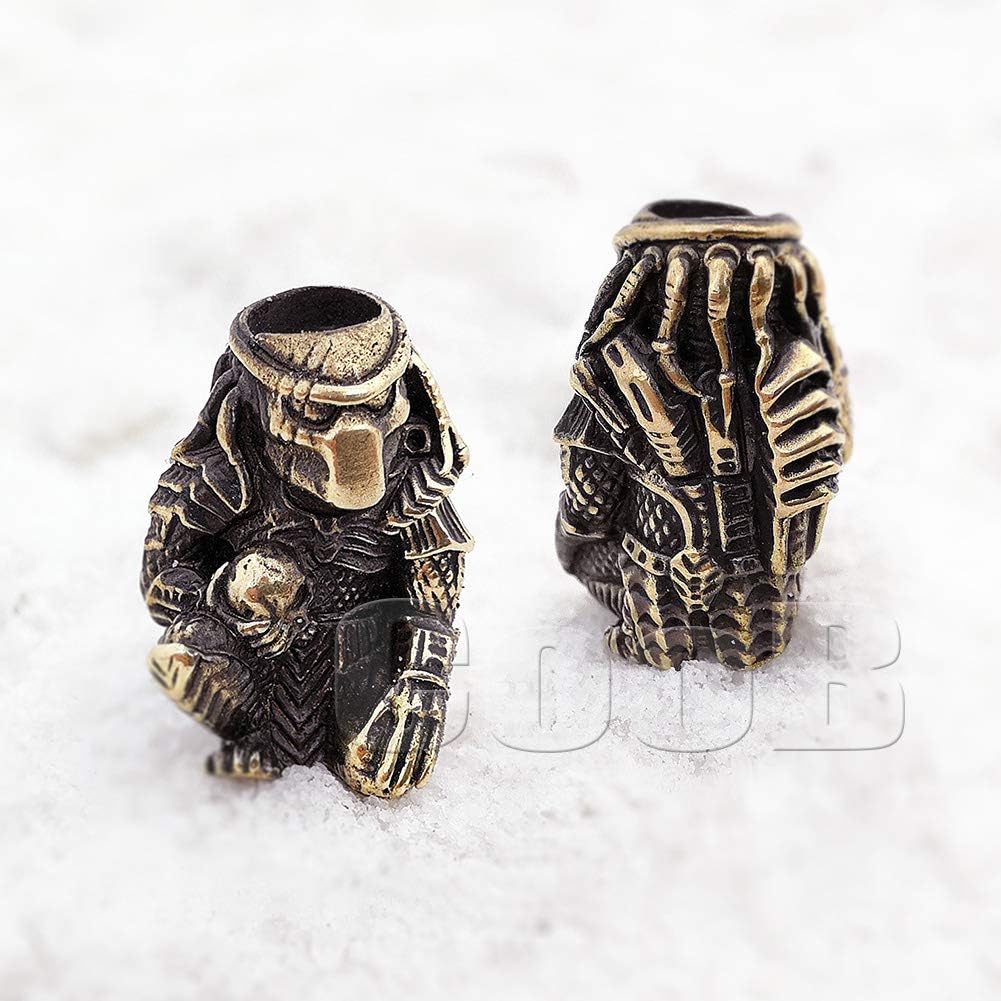 CooB EDC Paracord Bead Charm, Knife Lanyard Bead, Beard Bead. Metal Hand-Casted Paracord Beads Charms Alien vs Predator for Paracord Lanyard Accessories 1Pcs/Lot (Predator Bronze)