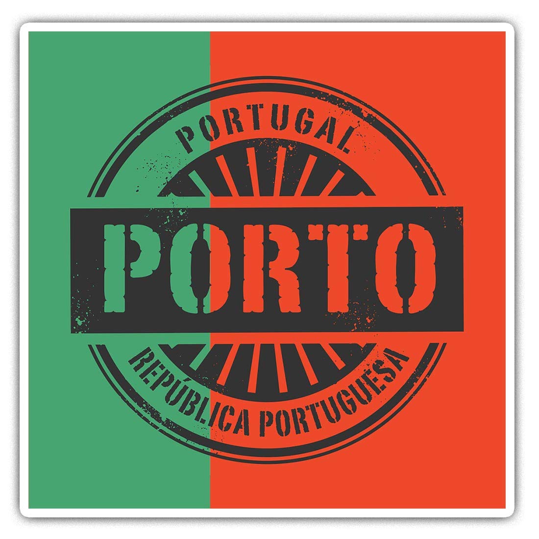 Destination Vinyl Ltd Multi Square Stickers (Set Of 2) 10Cm - Porto Portugal Portugese Flag Travel 6112